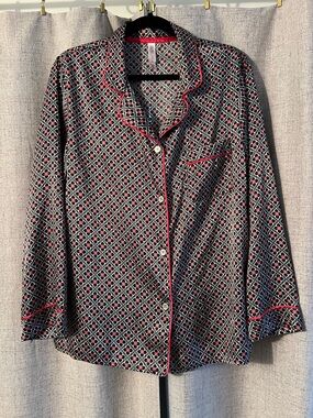 Gilligan & O'Malley Black and Pink Geometric Pajama Top XL
